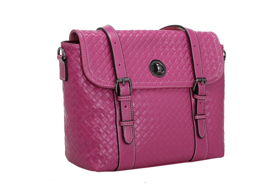 Leather knitting bag pink