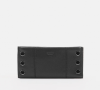 Butter black leather folding wallet