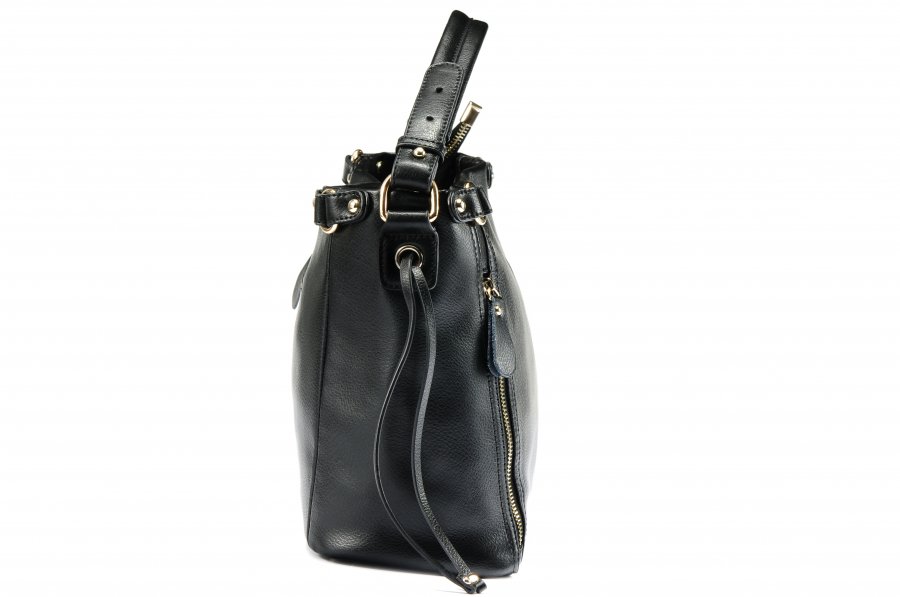 Leather LO bag light black