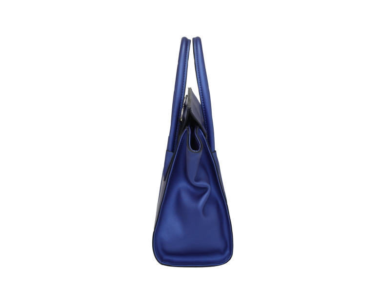 Pearlescent leather bag blue